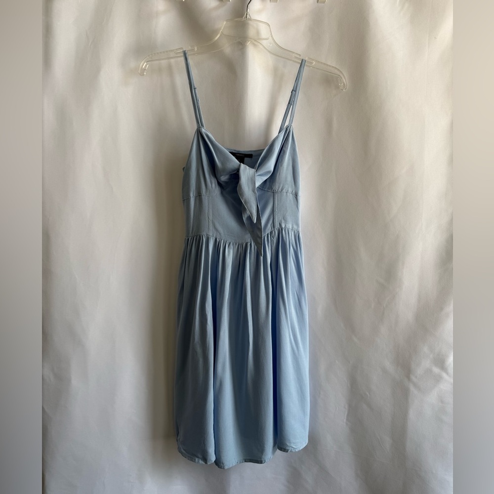 Forever 21 Pale Blue Tie-Front Spaghetti Strap Mini Dress